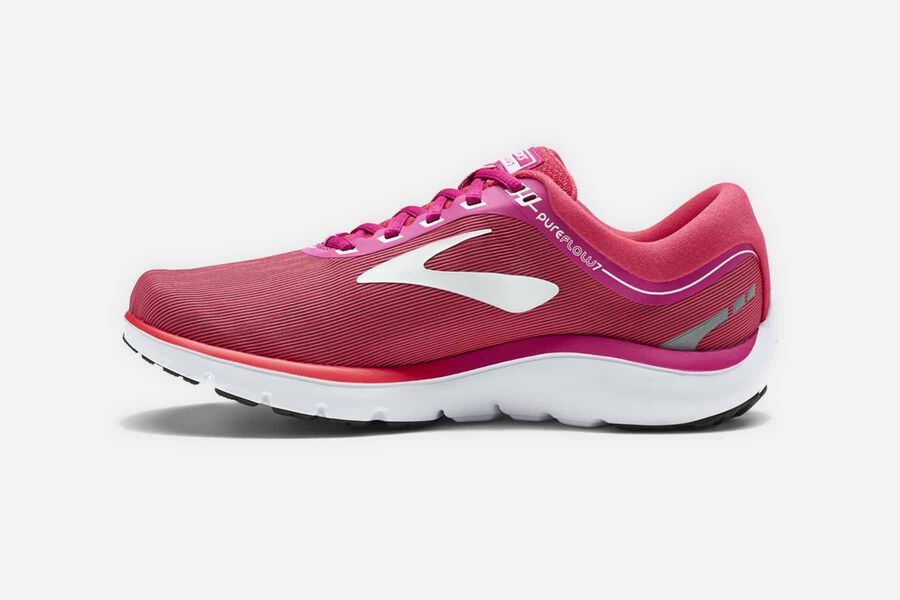 Brooks Running Shoes - Pureflow 7 Road Womens - Pink/White - SIP-819532